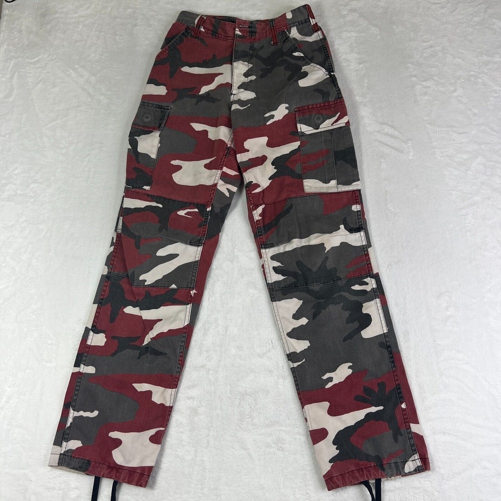 Rothco Ultra Force BDU Pants Red Black Camouflage Camo Cargo Cotton Sz XS *FLAWS